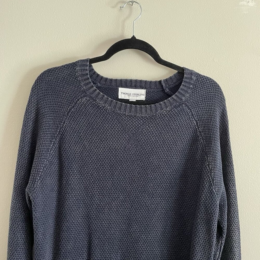 Thomas Sterling Men Sz S Navy Crewneck Long Sleeve Pullover Cotton Sweater NWT - Picture 4 of 11